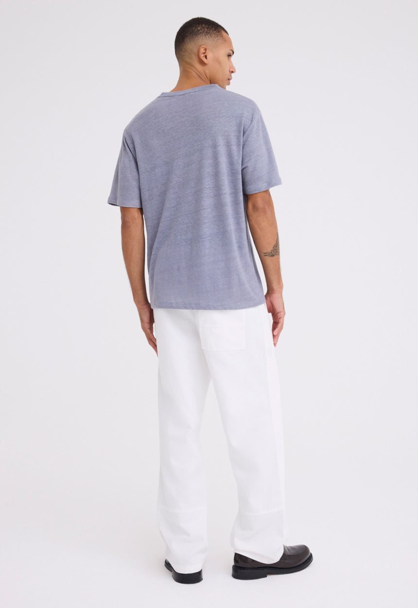 Jac + Jack Line Linen Tee - Blugray Blue